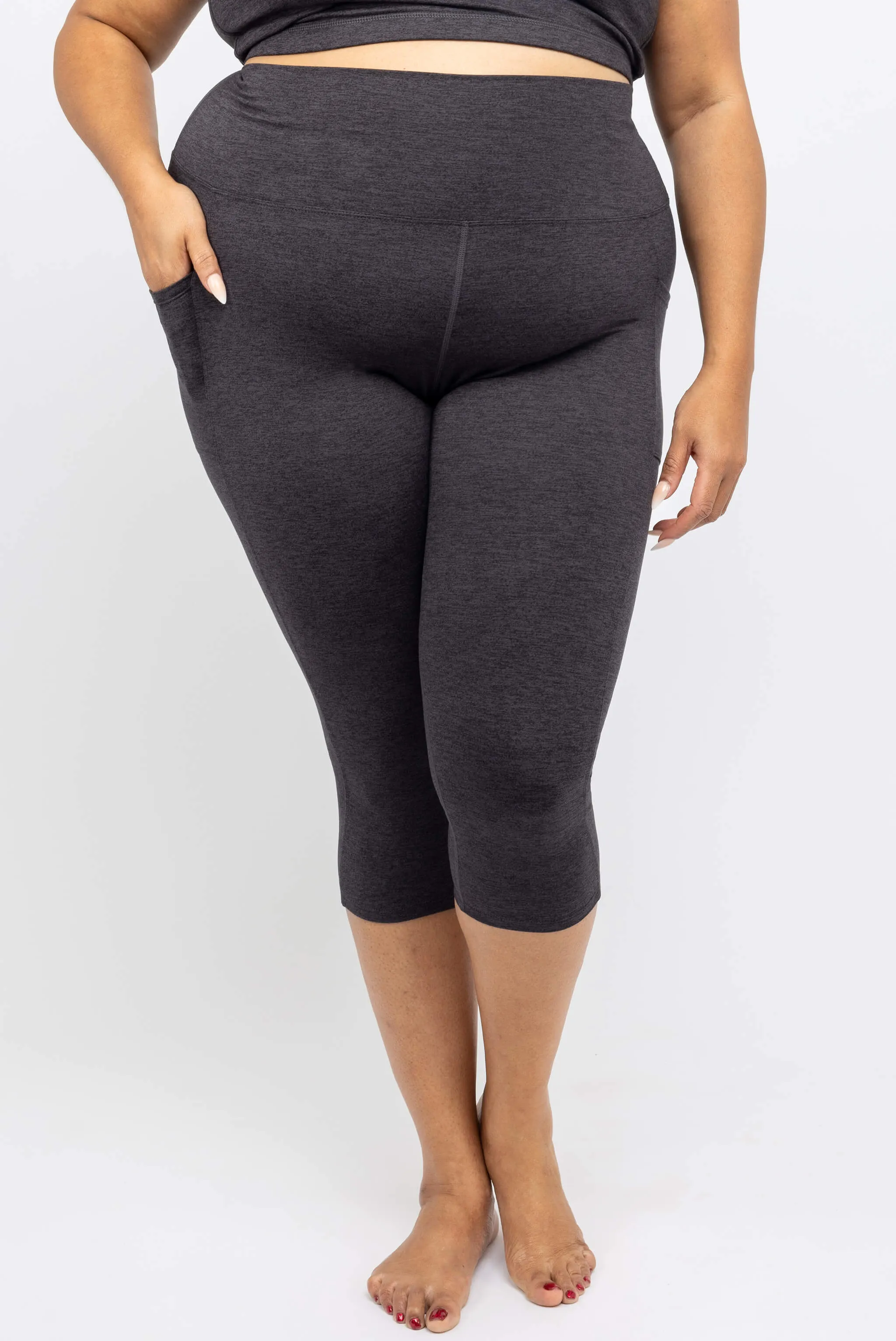 SuperSoft Pocket Capris - Heather Black sold by Superfit Hero