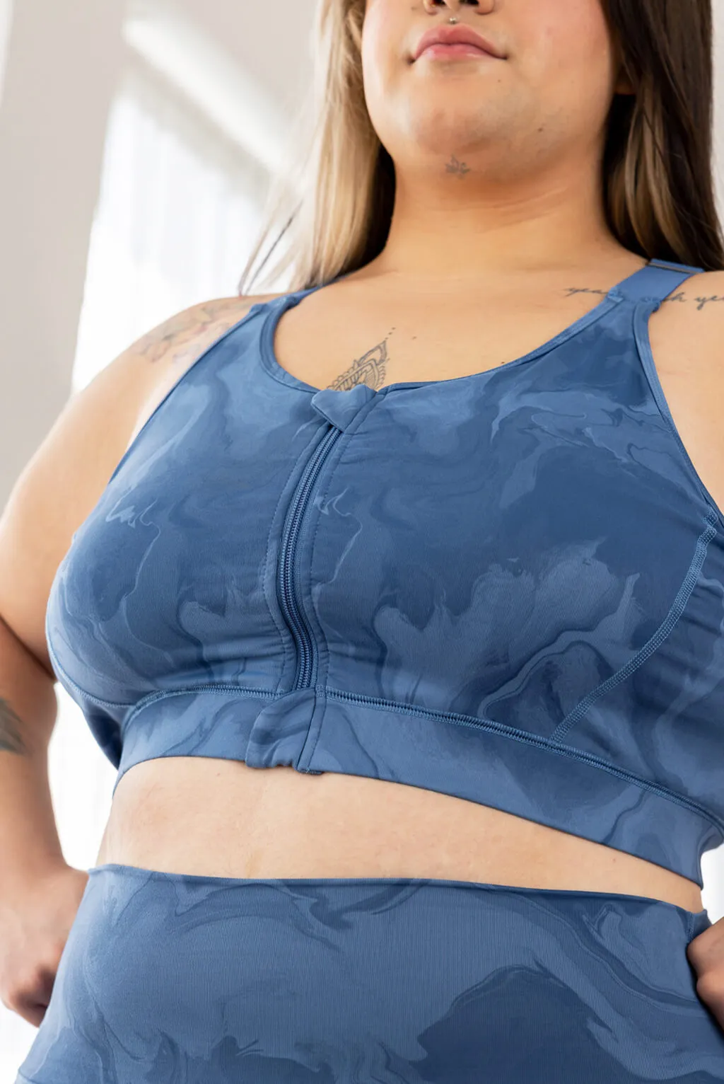 Zip Front Sports Bra - Moonlight Marble - FINAL SALE sold by Superfit Hero