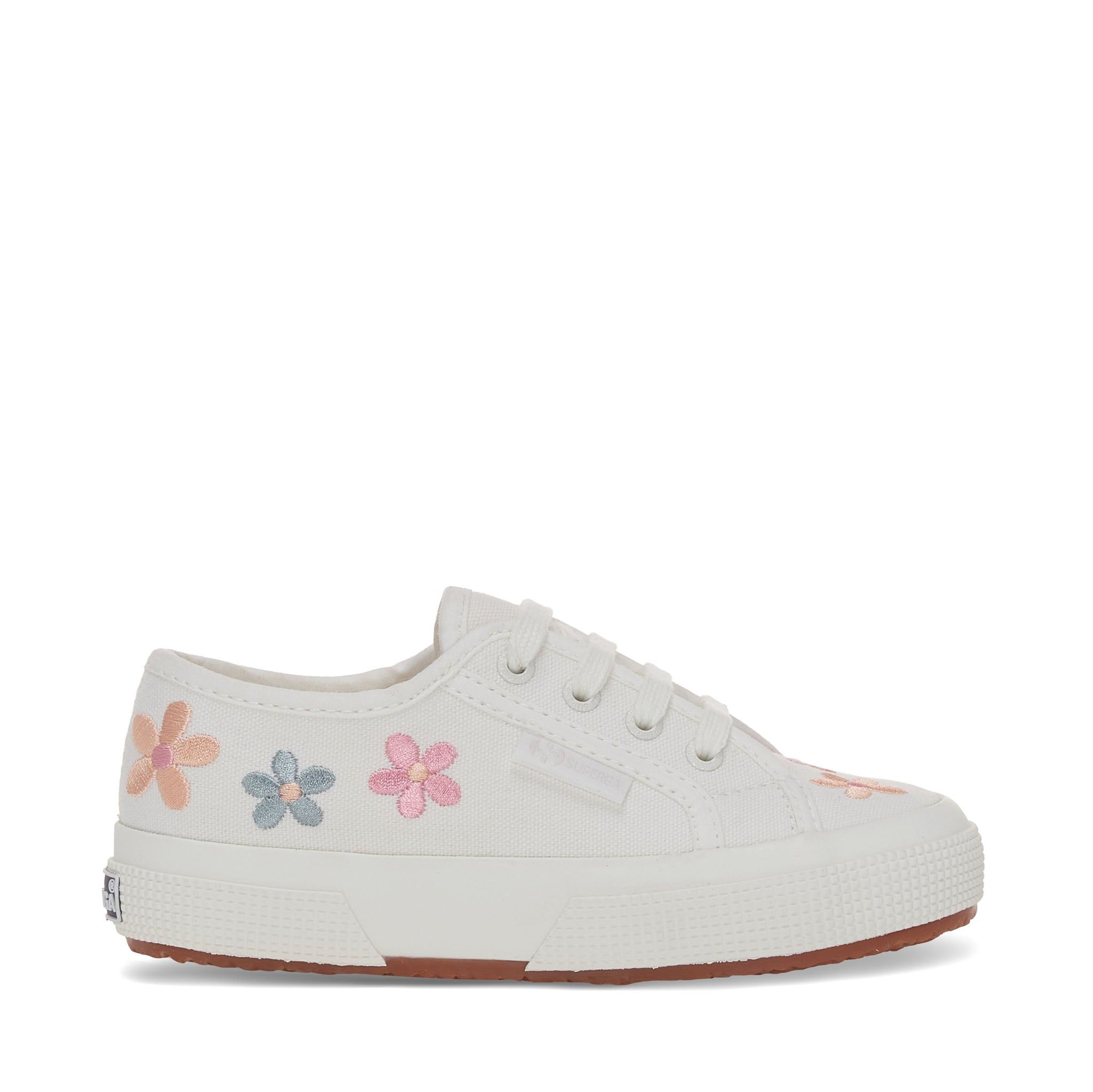 2750 Kids Embroidery Flowers Sneakers - White Floral sold by Superga