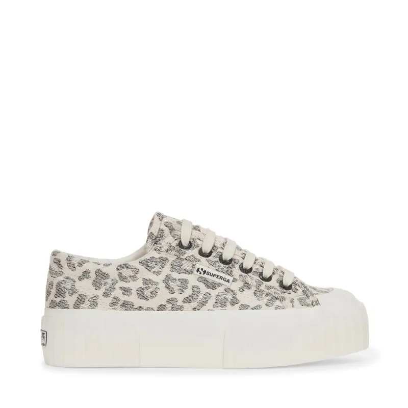 2631 Stripe Platform Jacquard Animalier Sneakers - White Avorio Jacquard White Milk sold by Superga