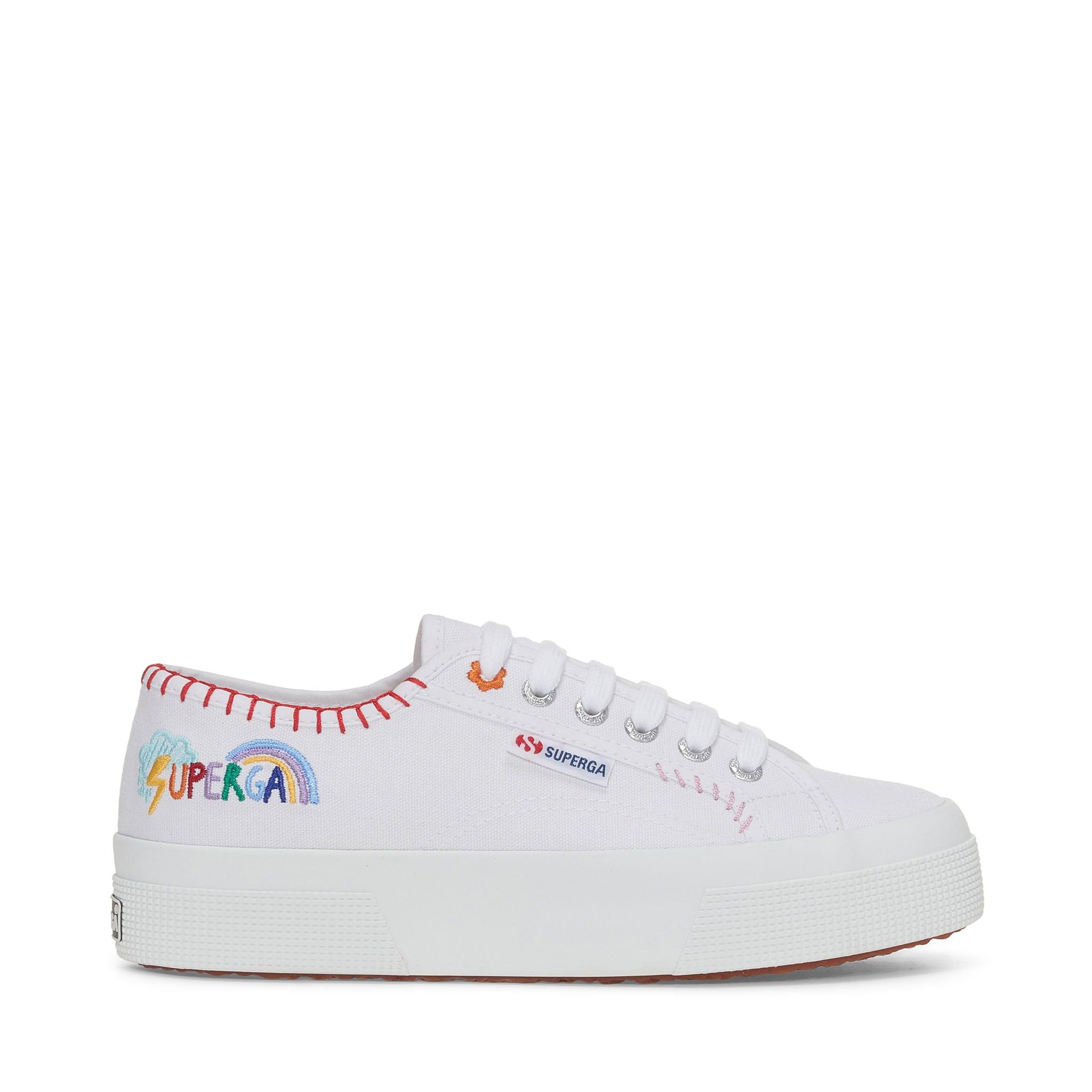 2740 Happy Logo Sneakers - White Multicolor Embroidery Logo sold by Superga