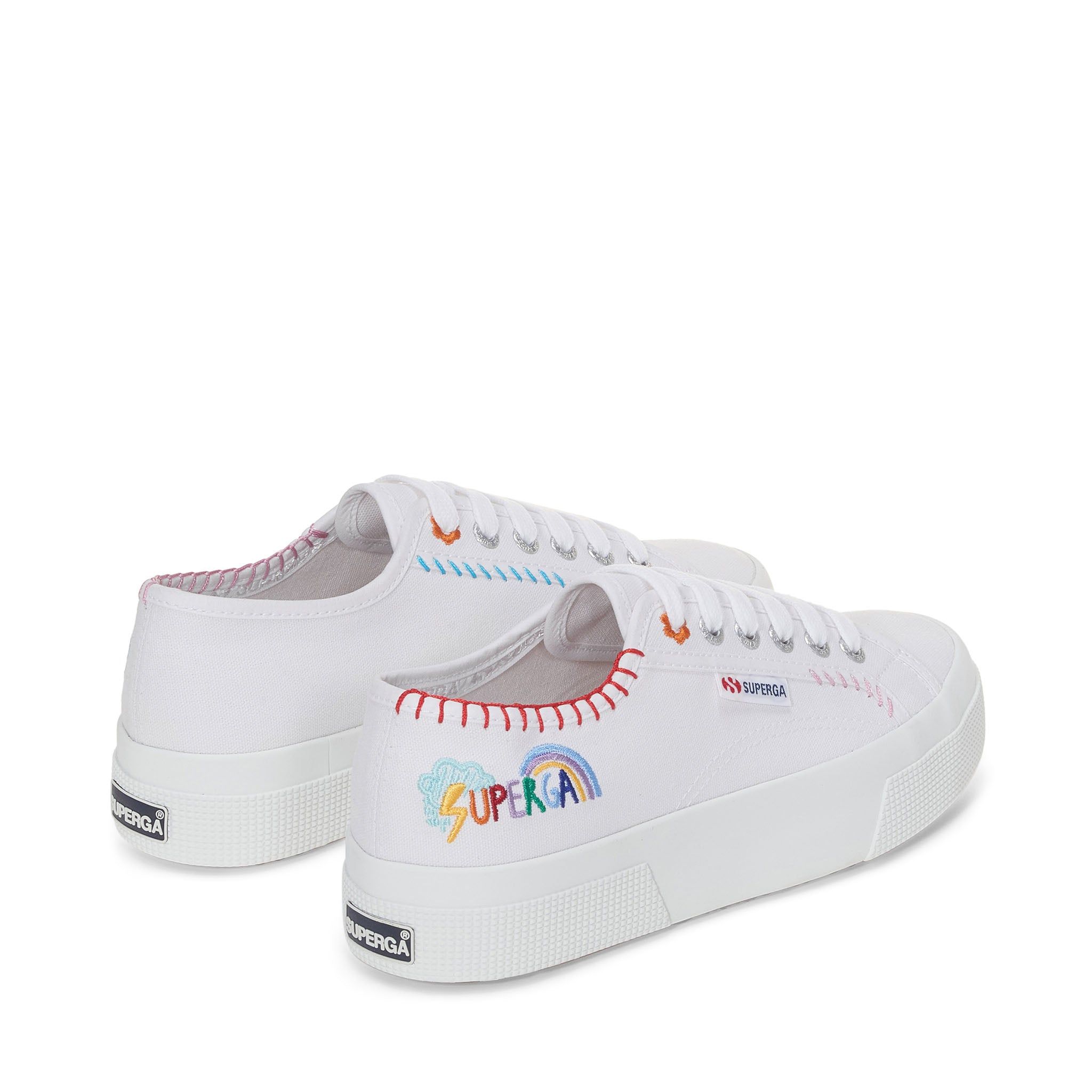 2740 Happy Logo Sneakers - White Multicolor Embroidery Logo sold by Superga product image thumbnail 3