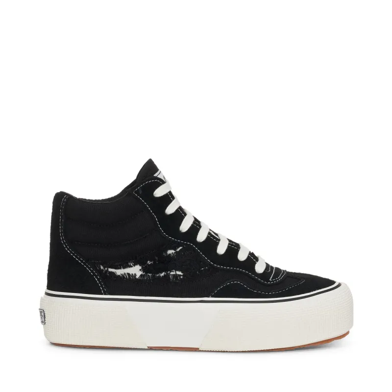 3141 Revolley Mid Ripped Swallow Tail Sneakers - Black White Avorio made by Superga