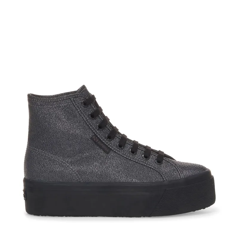 2708 High Top Lamé Sneakers - Total Black Hematite sold by Superga