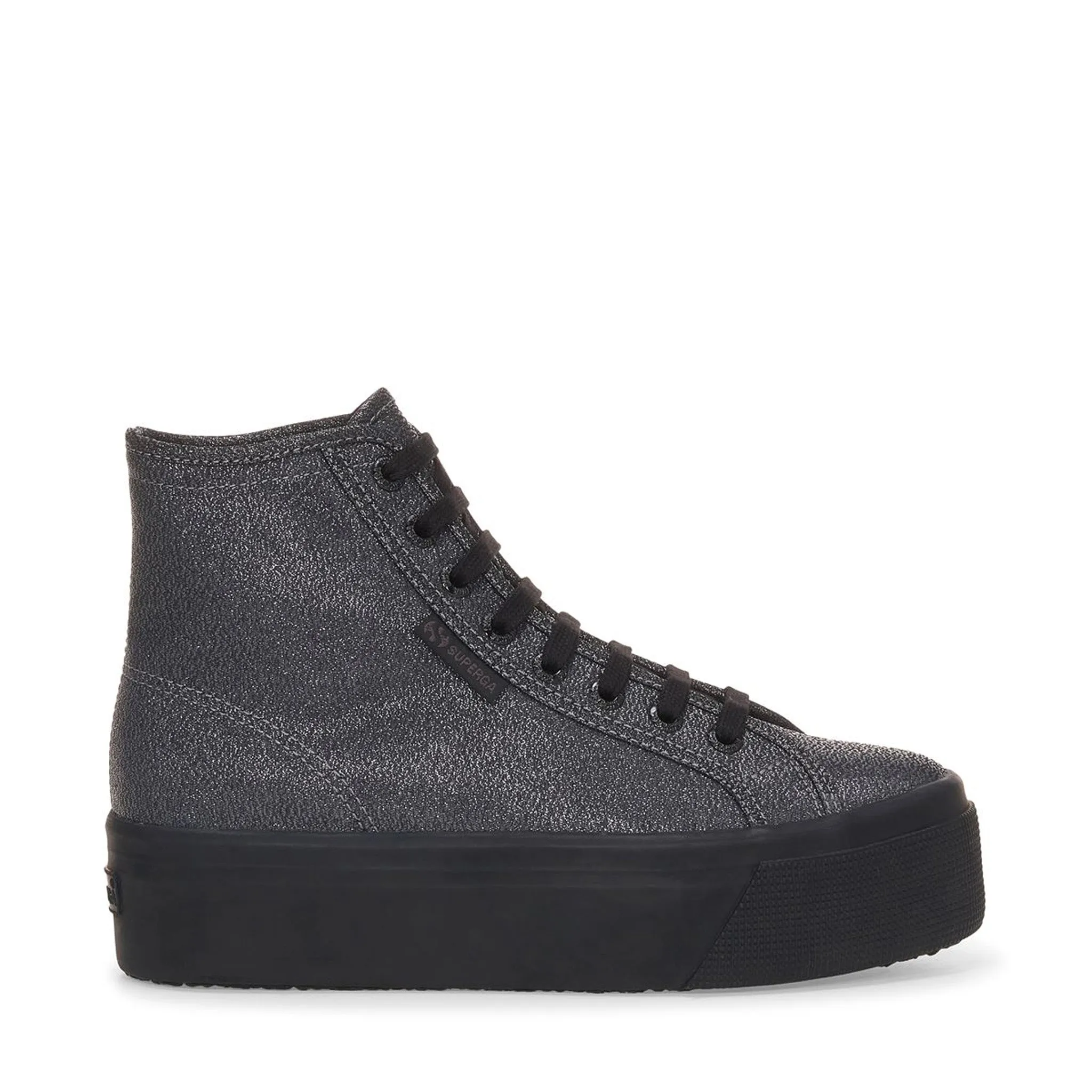 2708 High Top Lamé Sneakers - Total Black Hematite sold by Superga