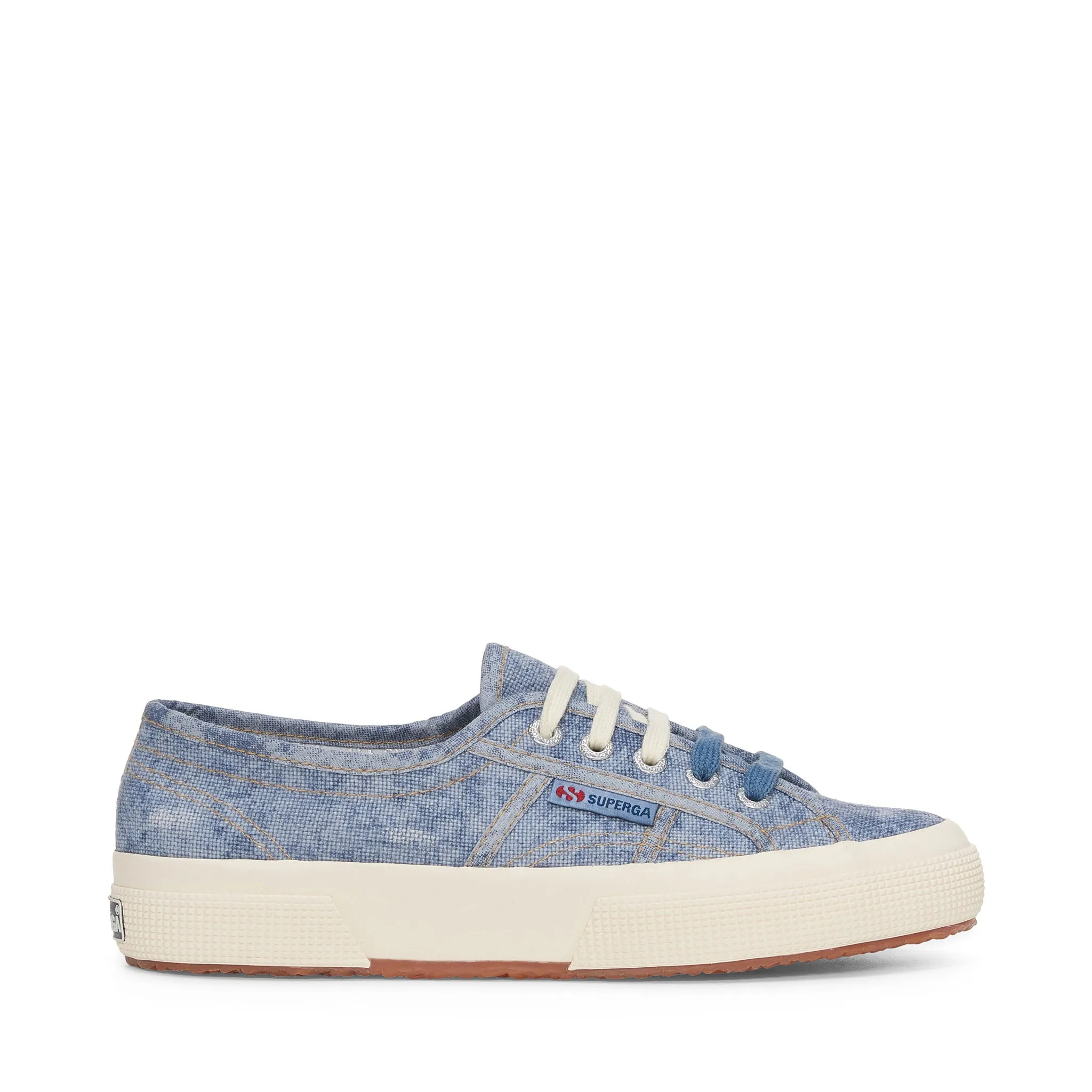 2750 Cotton Denim Destroyed Sneakers - Blue Dusty Beige Gardenia sold by Superga