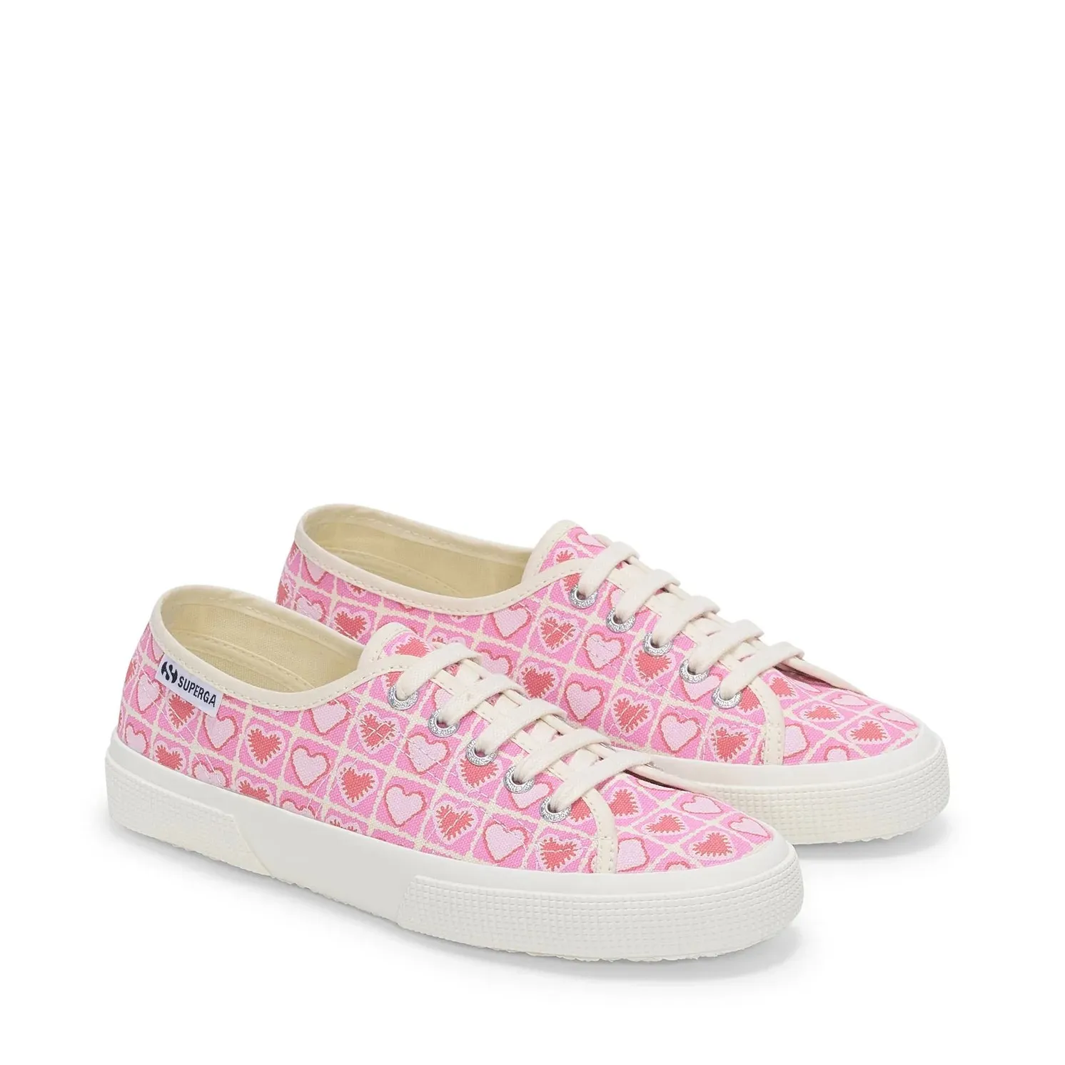 3750 Heart Crochet Print Leggera Sneakers - Pink Beige Coral sold by Superga product image thumbnail 2