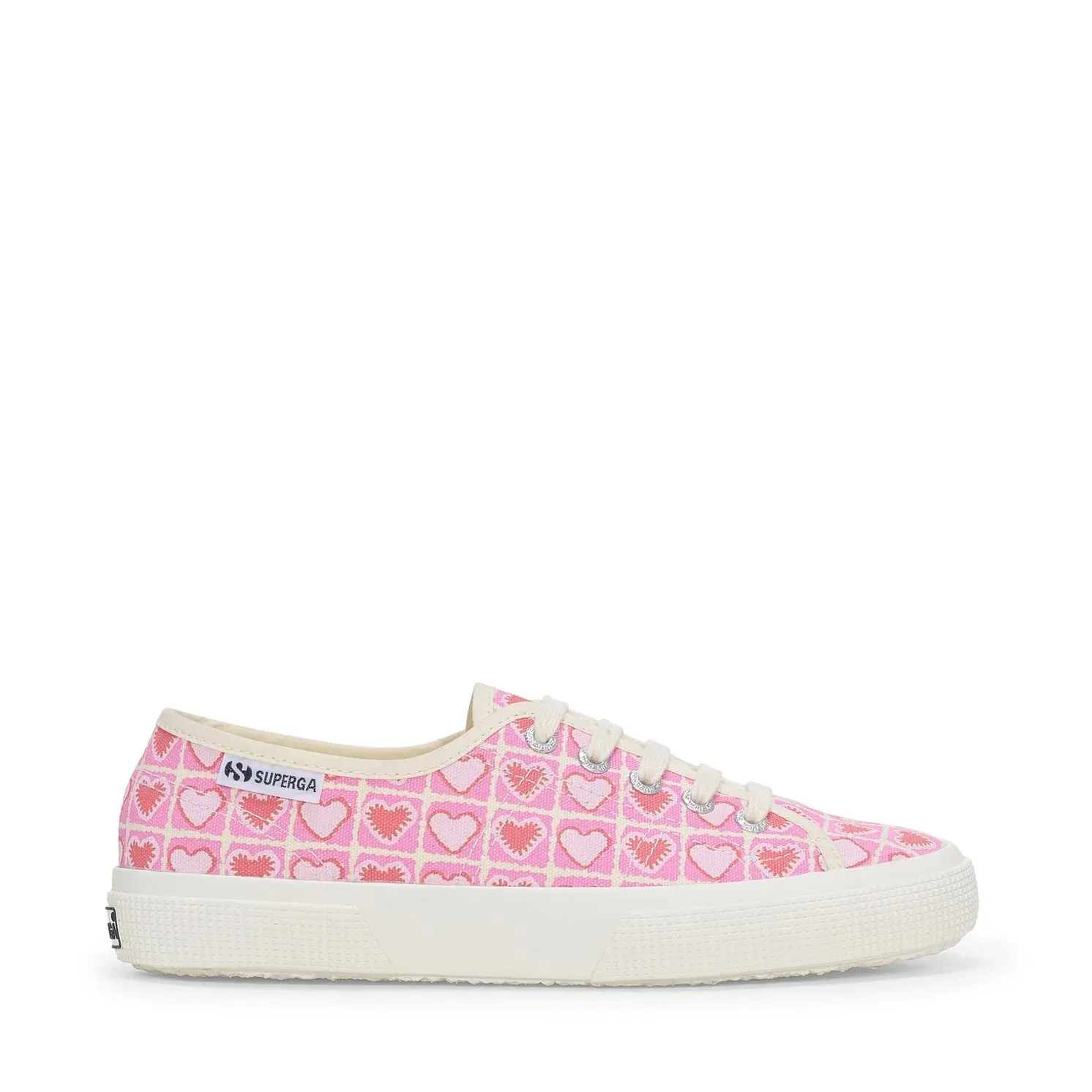 3750 Heart Crochet Print Leggera Sneakers - Pink Beige Coral sold by Superga