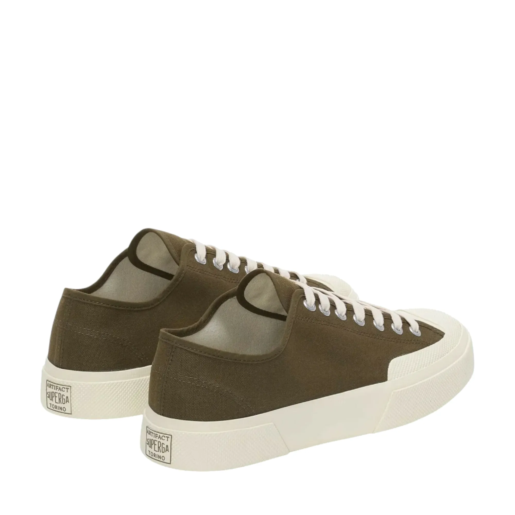 2432 Works Low Cut Cotton Canvas Sneakers - Green Dark Olive Off sold by Superga product image thumbnail 3