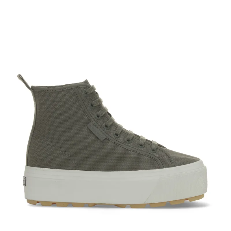 2708 High Top Tank Sneakers - Grey Greenish Avorio Pearl Gum sold by Superga