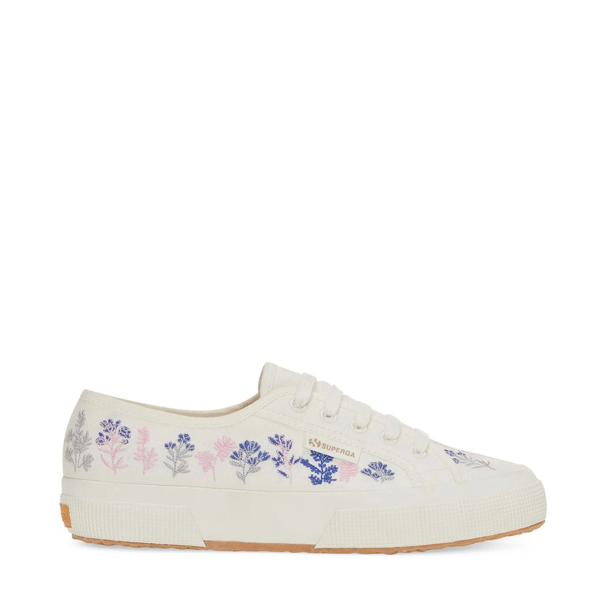 2750 Organic Flowers Embroidery Sneakers - White Avorio Blue Pink sold by Superga