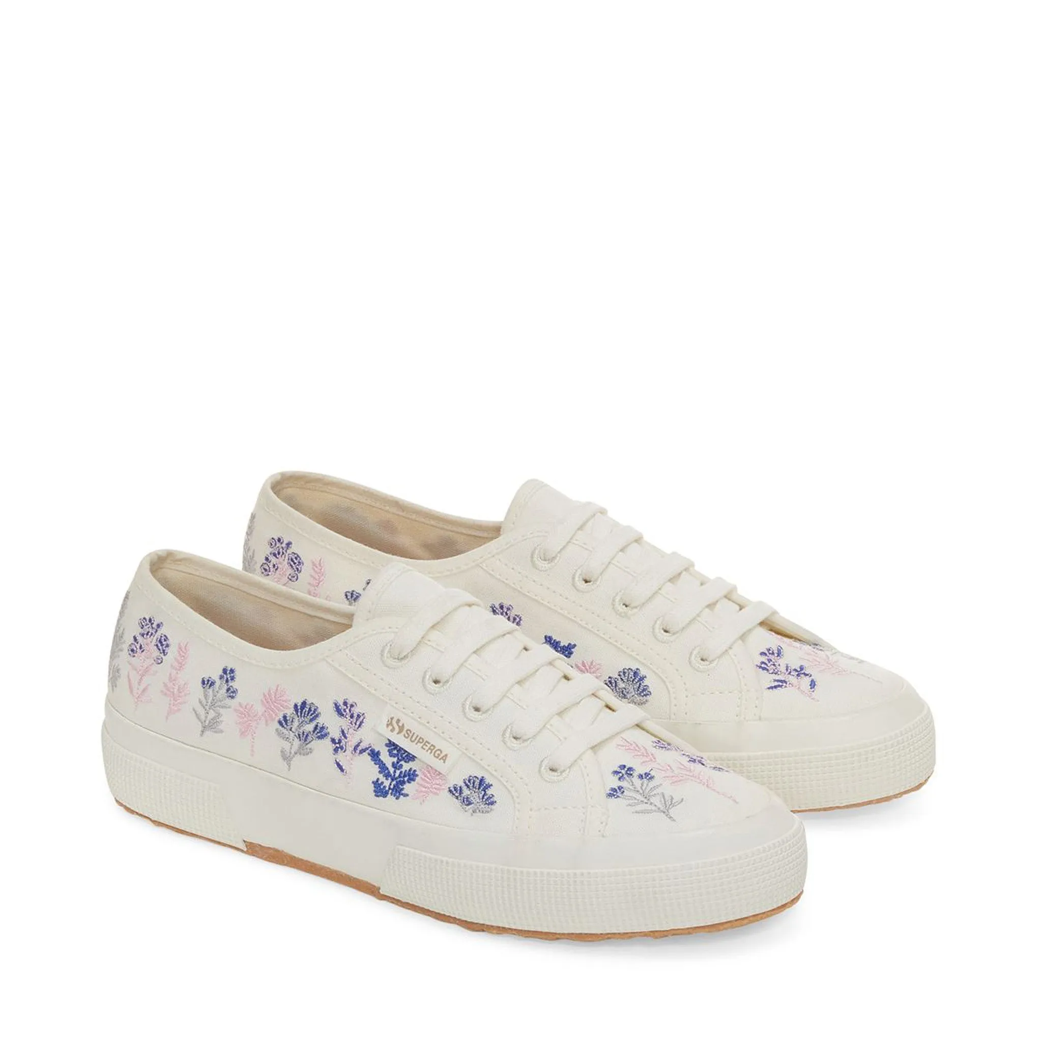 2750 Organic Flowers Embroidery Sneakers - White Avorio Blue Pink sold by Superga product image thumbnail 2