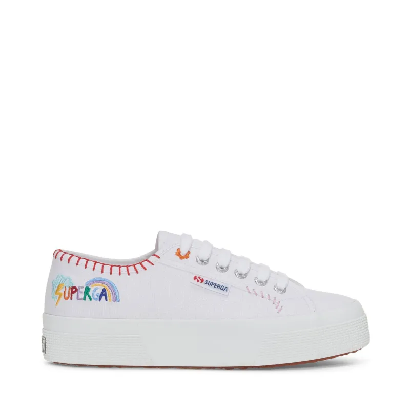 2740 Happy Logo Sneakers - White Multicolor Embroidery Logo sold by Superga