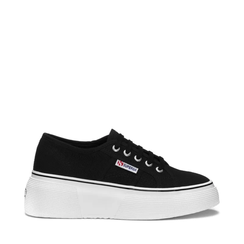 2287 Bubble Line Sneakers - Black White sold by Superga