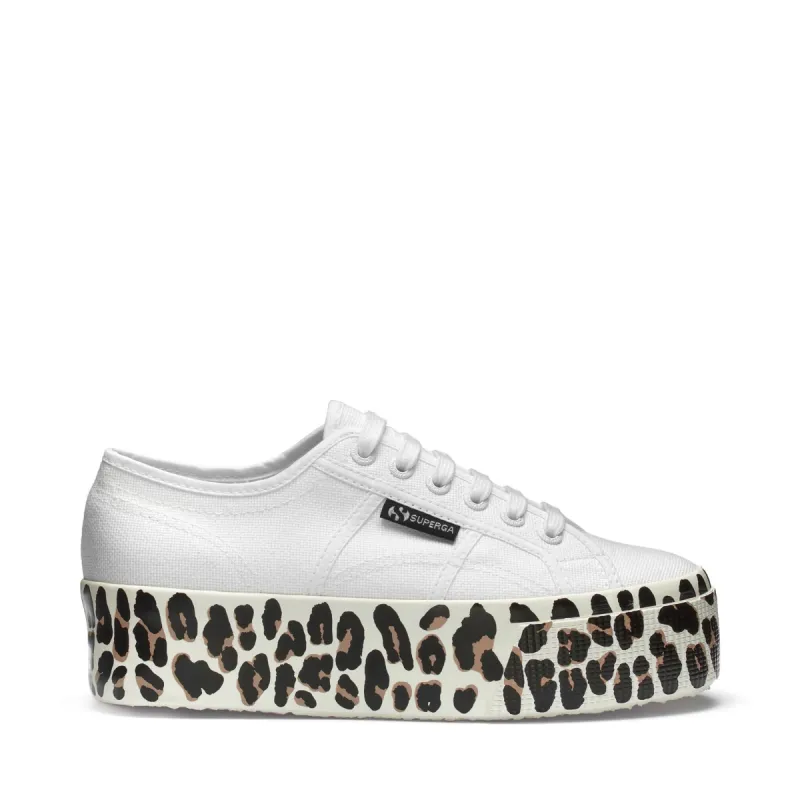 2790 Light Leopard Foxing Print Sneakers - White sold by Superga