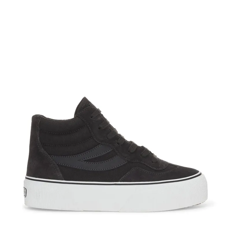 3141 Revolley Mid Platform Sneakers - Black Bristol Black Off White sold by Superga