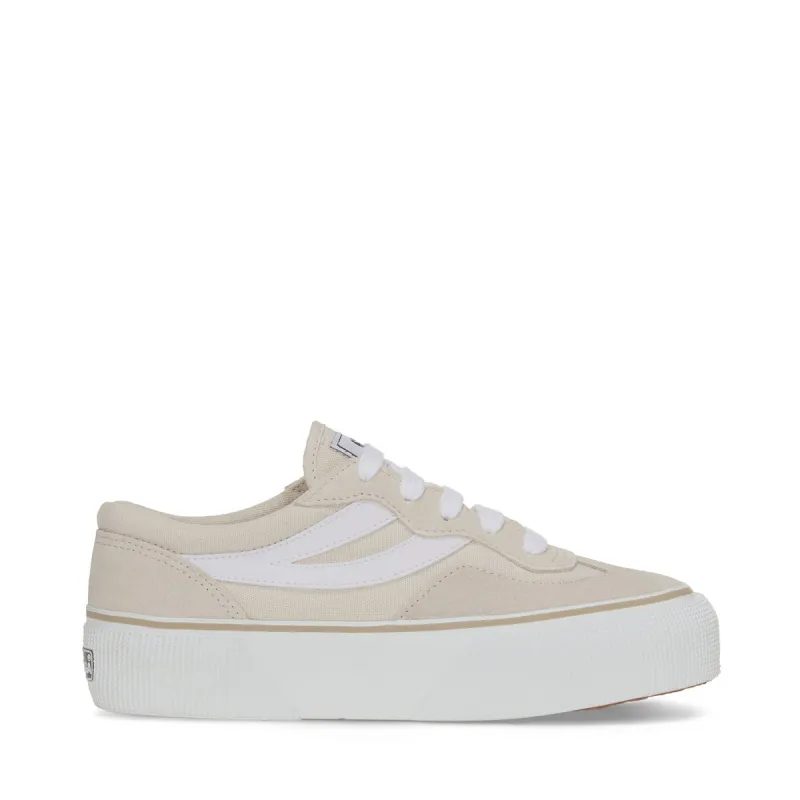 3041 Revolley Colorblock Platform Sneakers - Beige Lt Off White sold by Superga