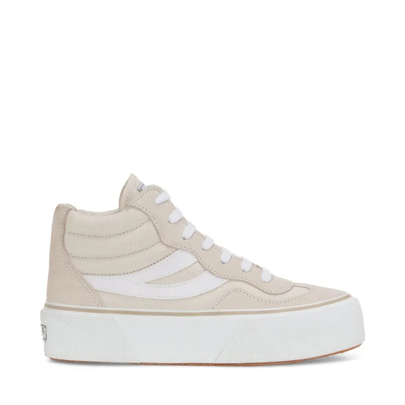 3141 Revolley Mid Platform Sneakers - Beige Lt Off White sold by Superga