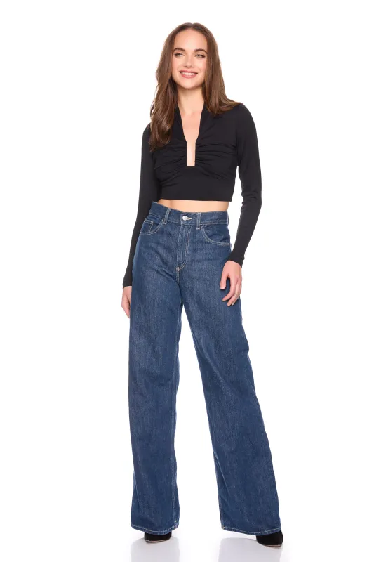 square wire long sleeve crop top sold by Susana Monaco