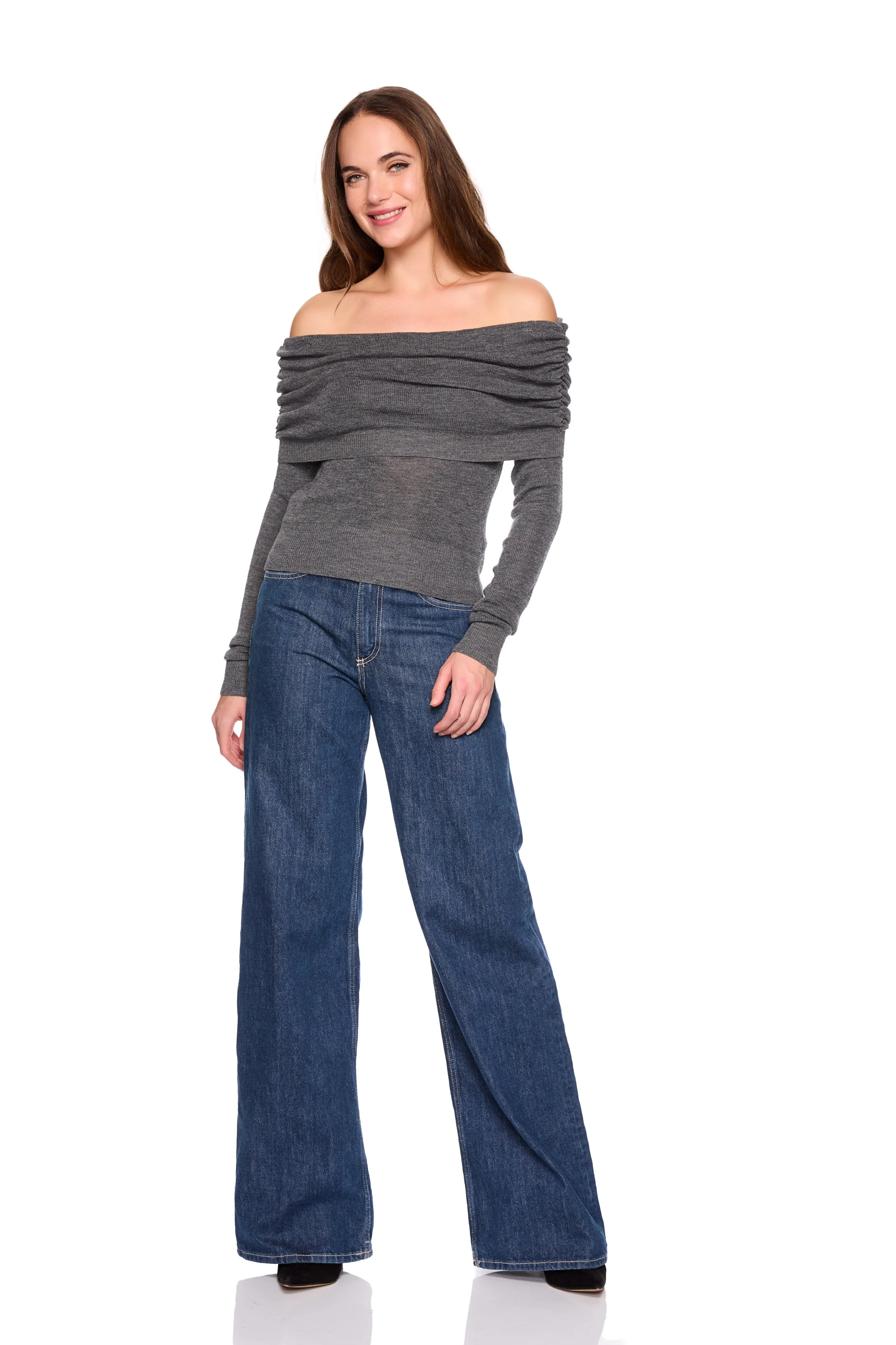light merino off shoulder sweater sold by Susana Monaco product image thumbnail 4