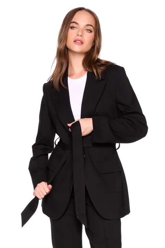 ponte patch pocket tie jacket black sold by Susana Monaco