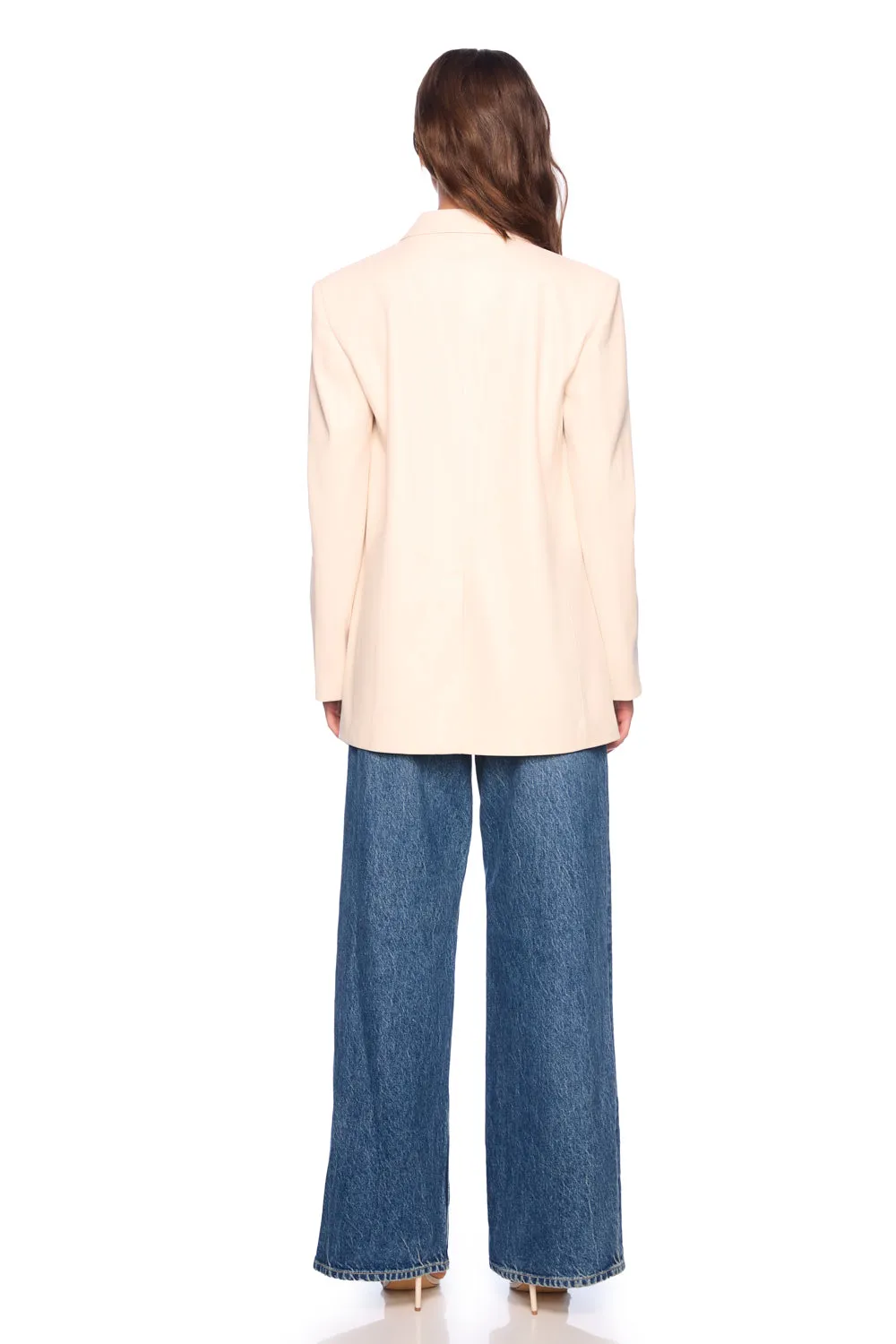 faux leather boyfriend jacket blanched almond sold by Susana Monaco product image thumbnail 3