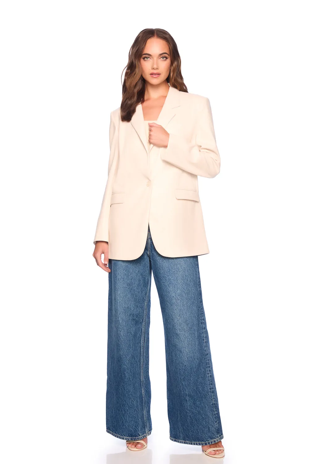 faux leather boyfriend jacket blanched almond sold by Susana Monaco product image thumbnail 5