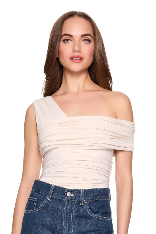 one arm off shoulder top sold by Susana Monaco