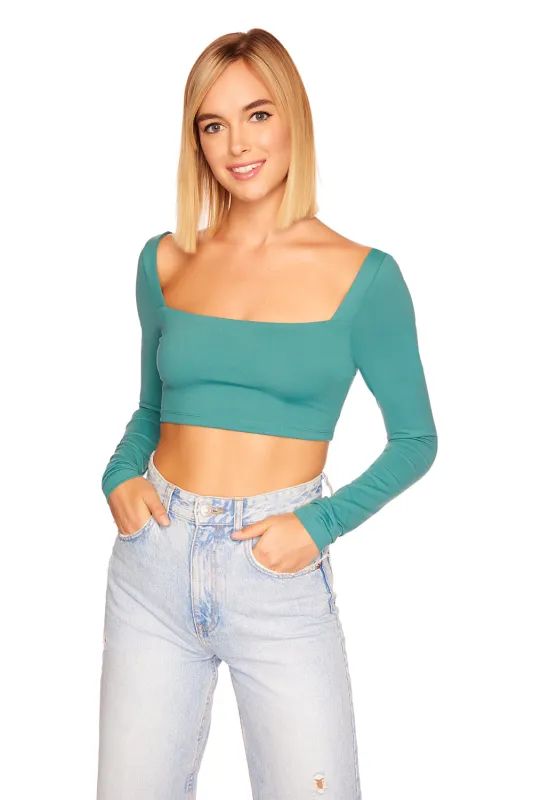 lace up back long sleeve crop top sold by Susana Monaco