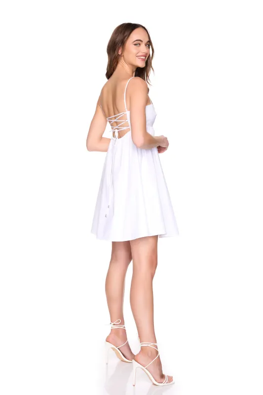 poplin lace up back dress sold by Susana Monaco