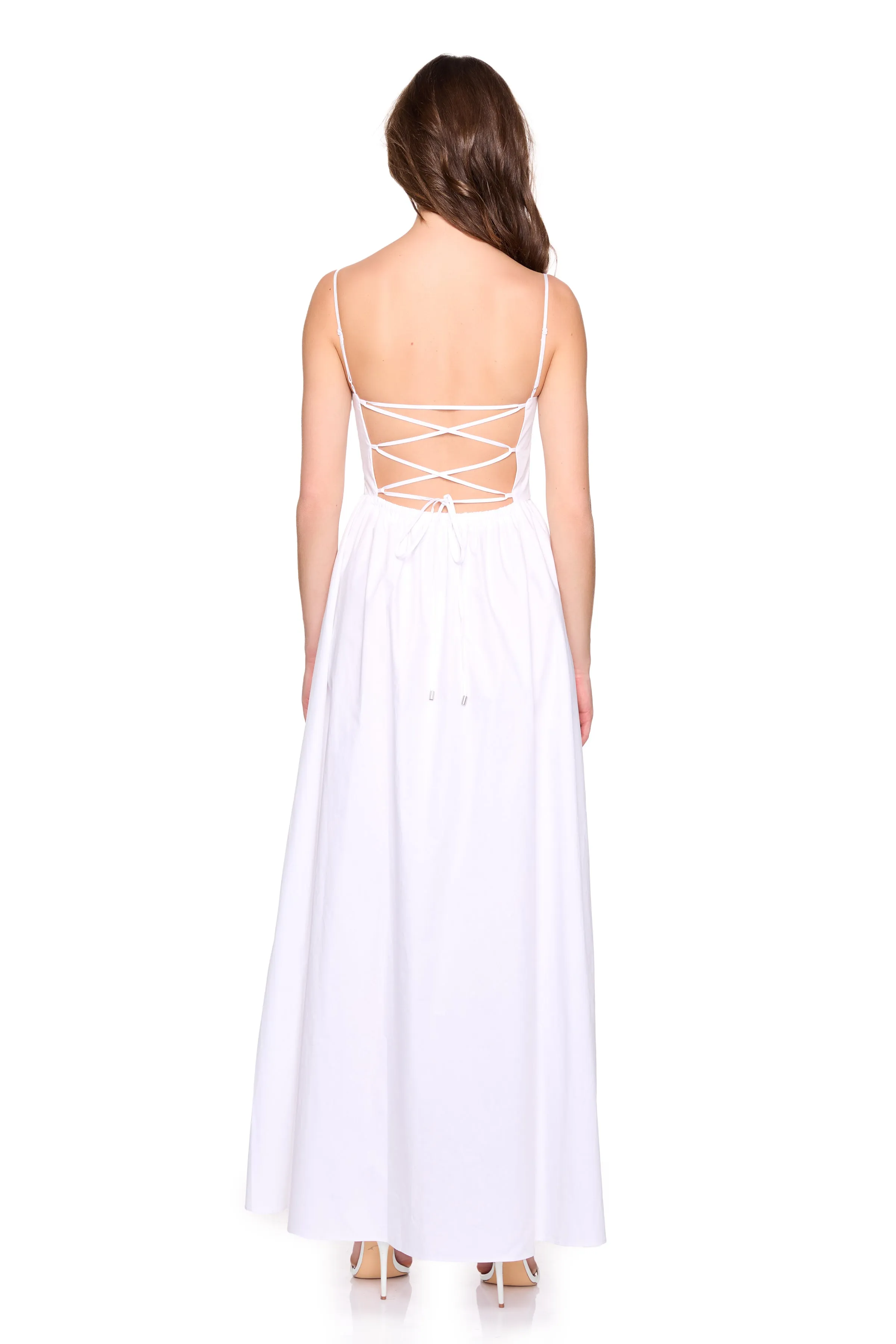 lace up back poplin maxi dress sold by Susana Monaco product image thumbnail 5