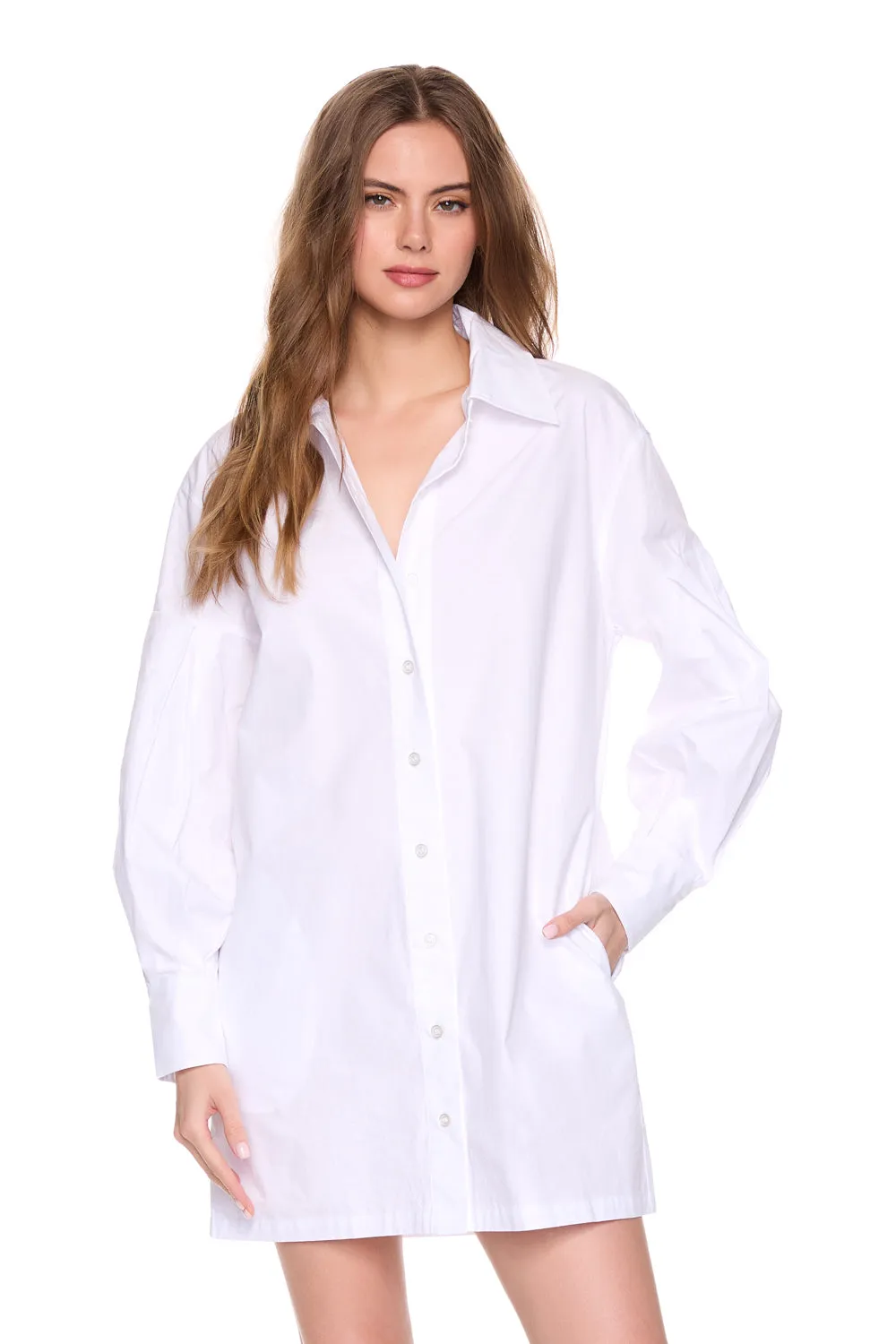 poplin button down shirt dress sold by Susana Monaco product image thumbnail 3