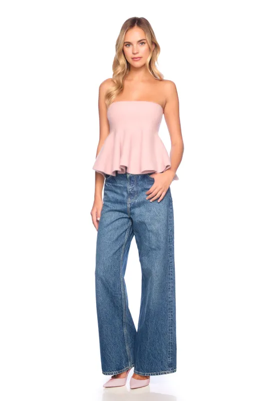 strapless flare sweater top sold by Susana Monaco