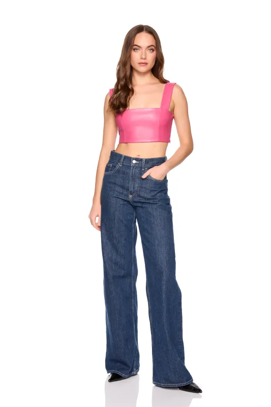 faux leather wide strap top sold by Susana Monaco