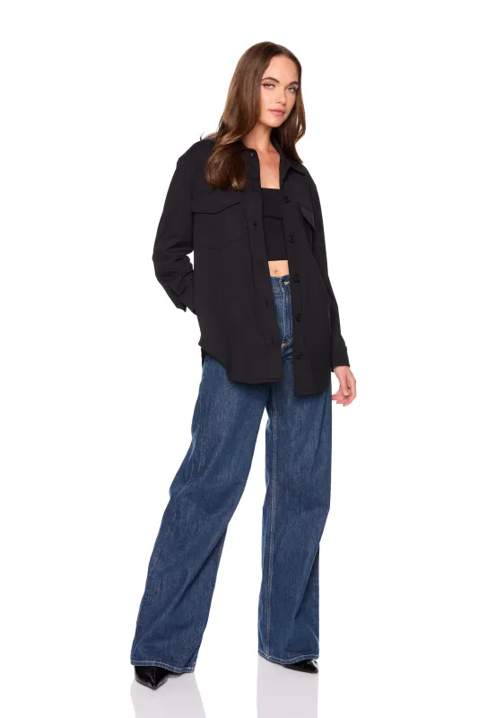 knit shirt pocket jacket black sold by Susana Monaco