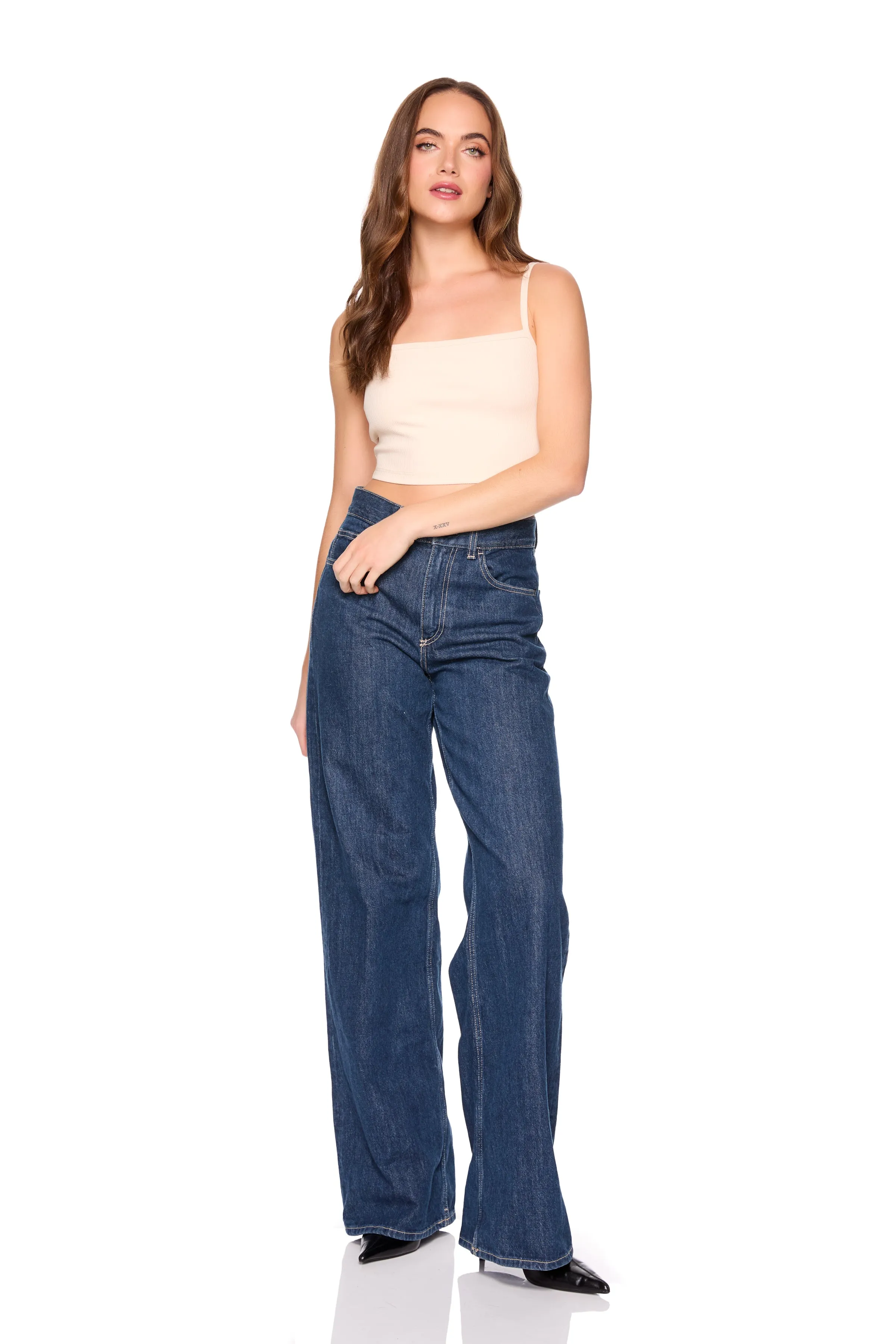 rib string crop top sold by Susana Monaco product image thumbnail 3