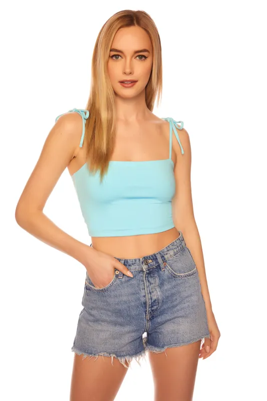 tie shoulder crop top sold by Susana Monaco