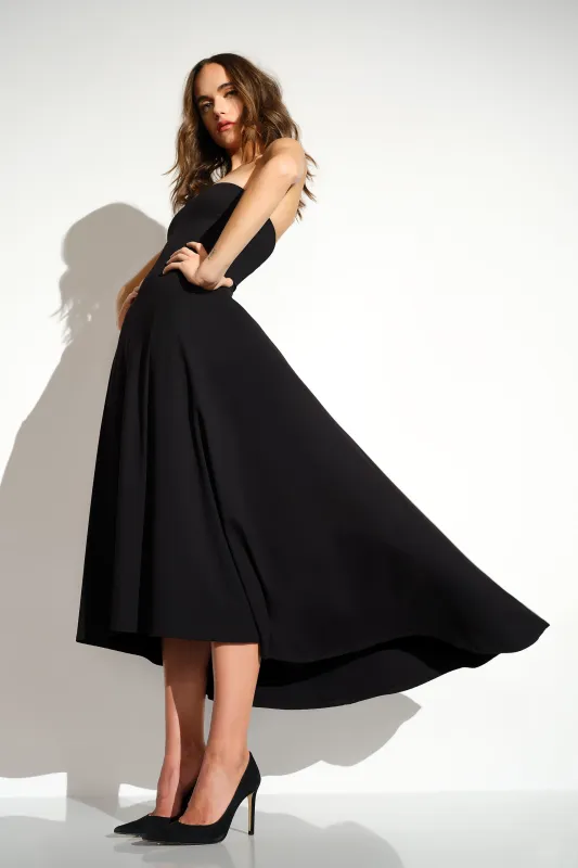 strapless seamed high low dress sold by Susana Monaco