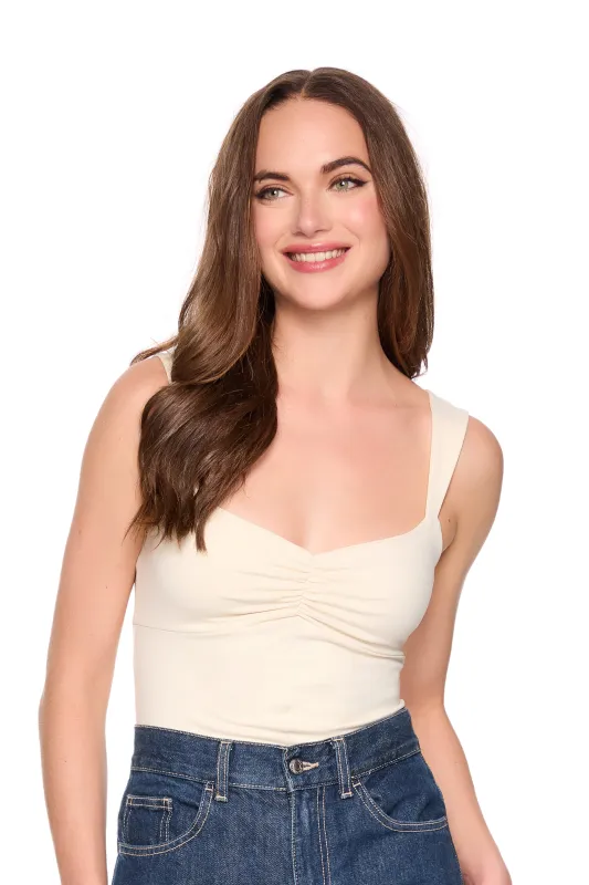 gathered front angle strap tank made by Susana Monaco