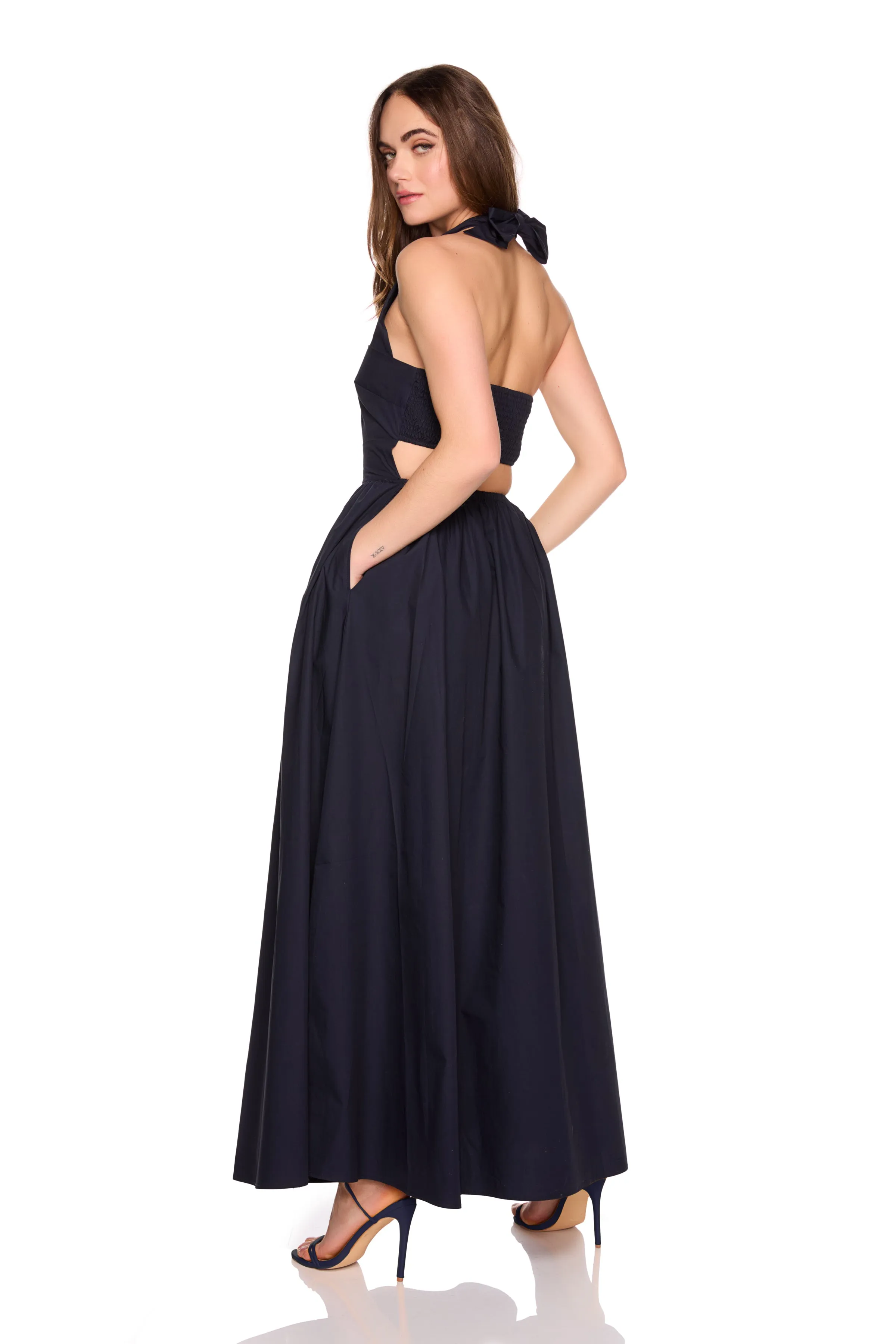 poplin tie halter dress sold by Susana Monaco product image thumbnail 4