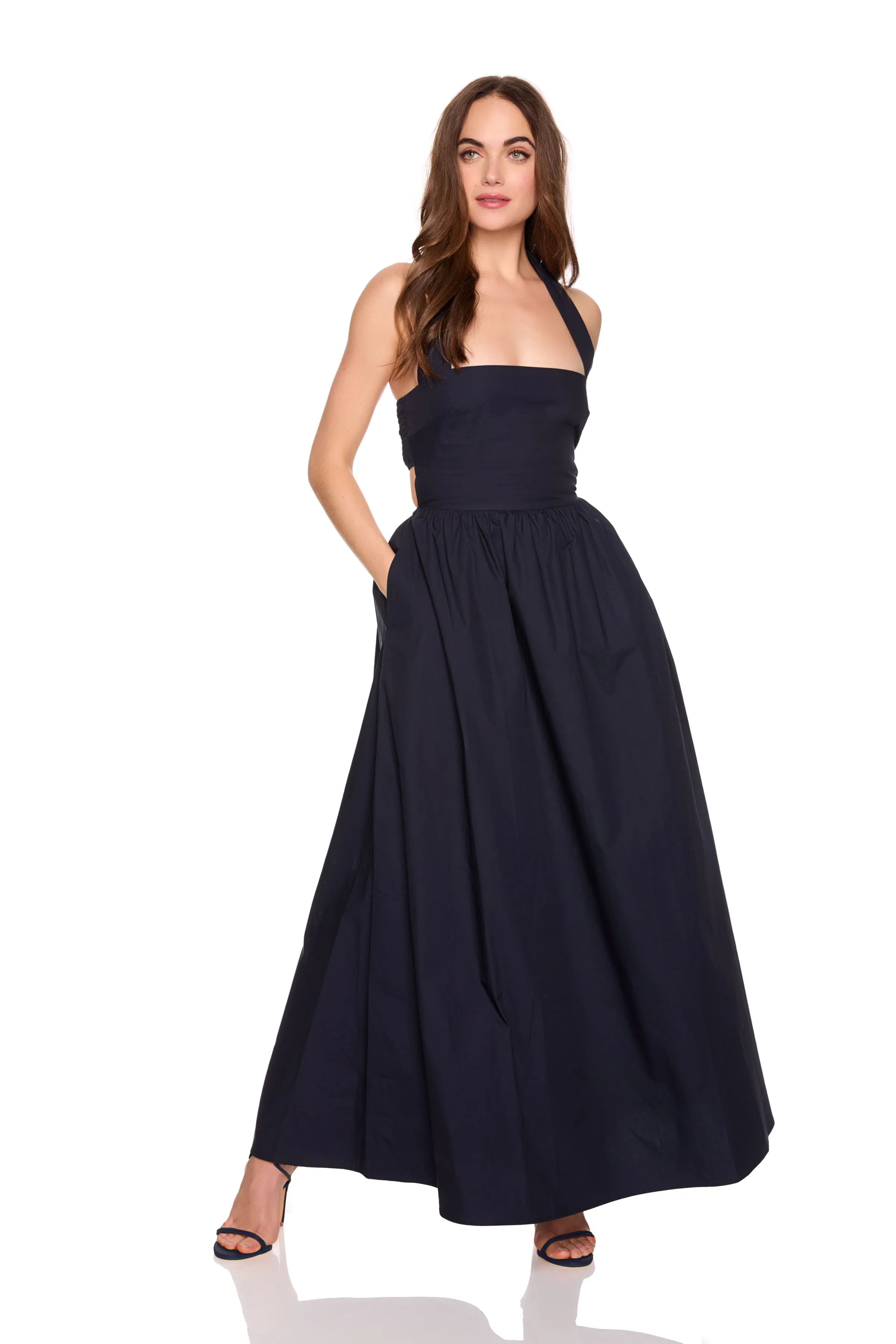 poplin tie halter dress sold by Susana Monaco product image thumbnail 3