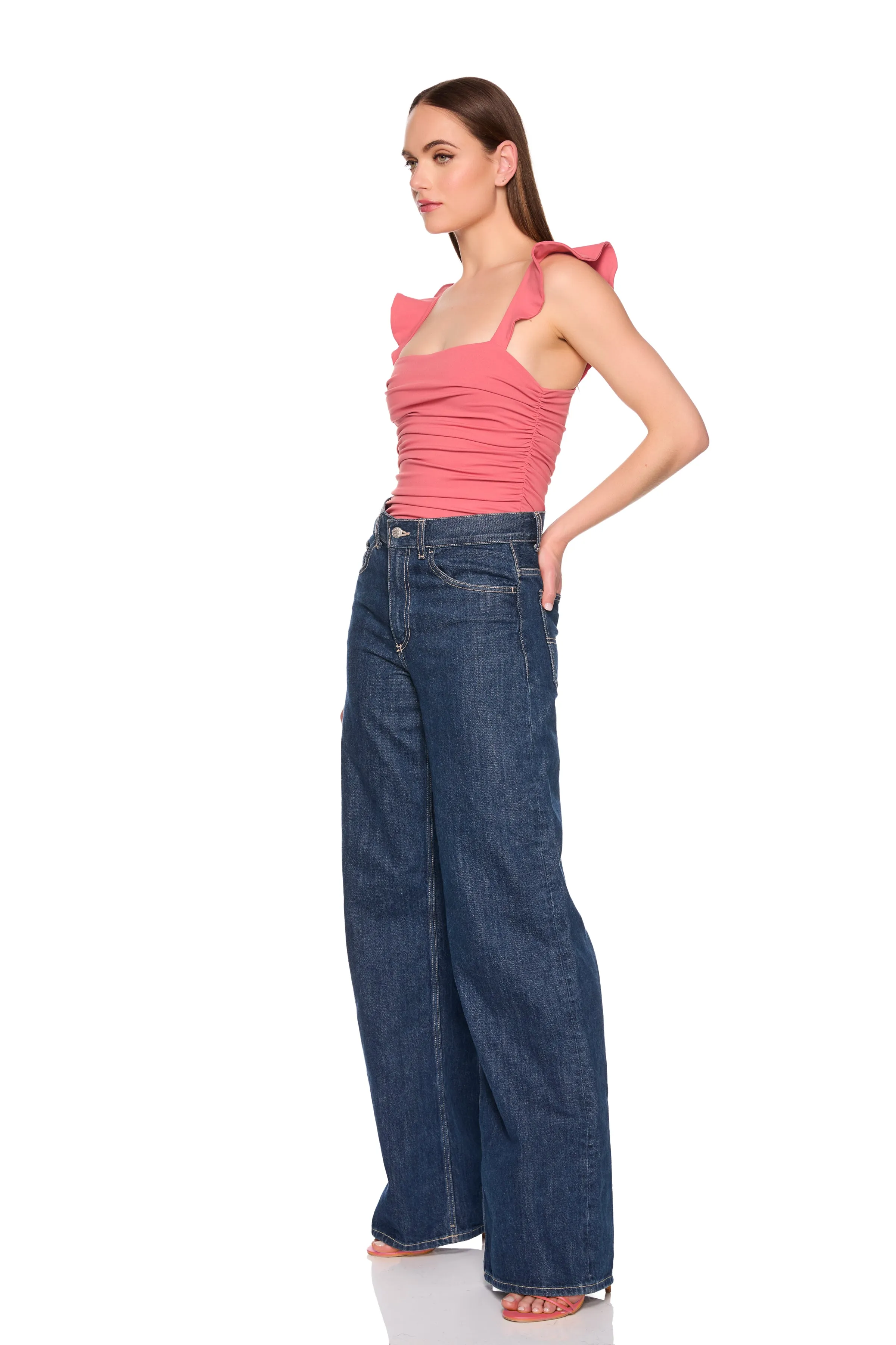 flutter sleeve gathered top sold by Susana Monaco product image thumbnail 4