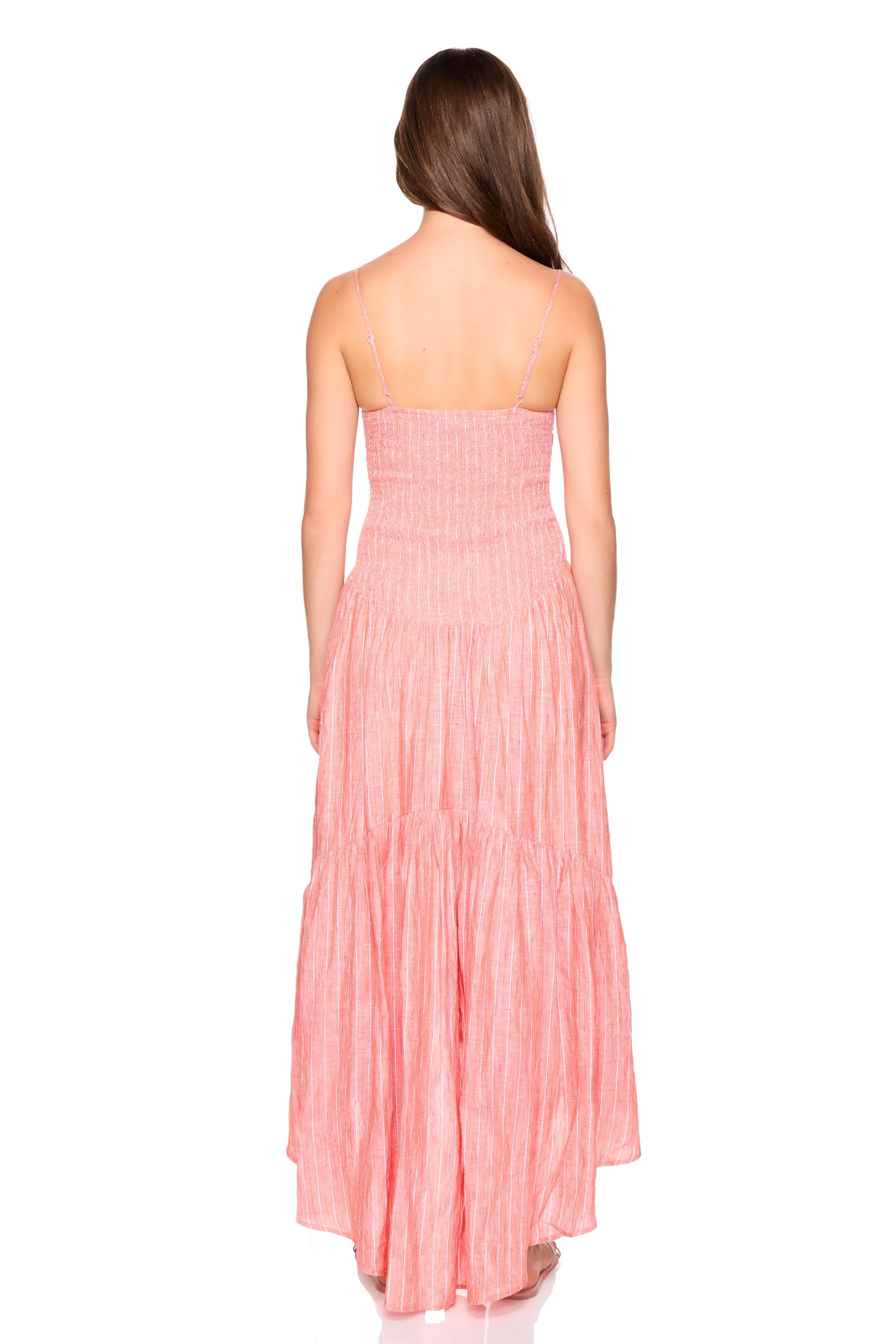 stripe linen string high low dress sold by Susana Monaco product image thumbnail 3