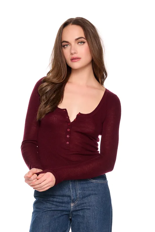 light merino long sleeve henley sweater made by Susana Monaco