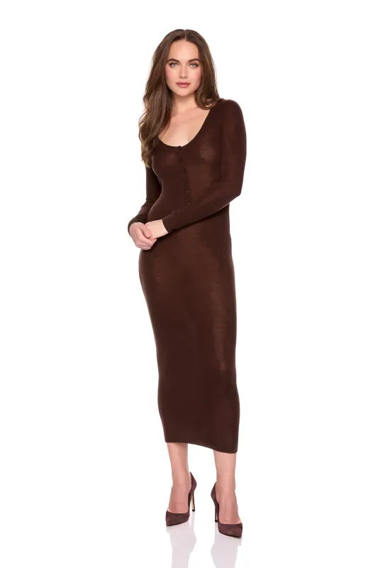 light merino henley long sleeve dress made by Susana Monaco