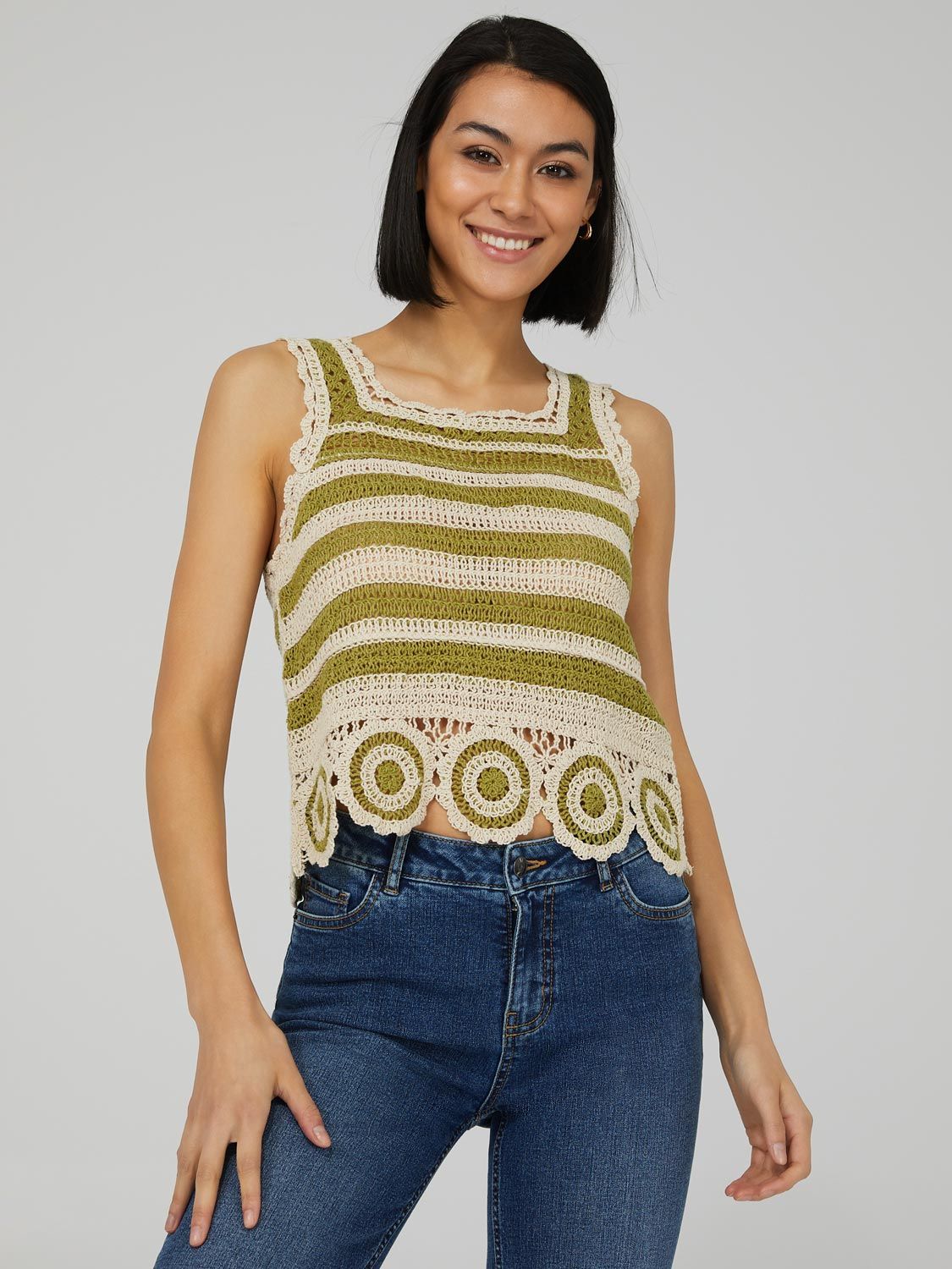 Sleeveless Square Neck Crochet Top sold by Suzy Shier product image thumbnail 2