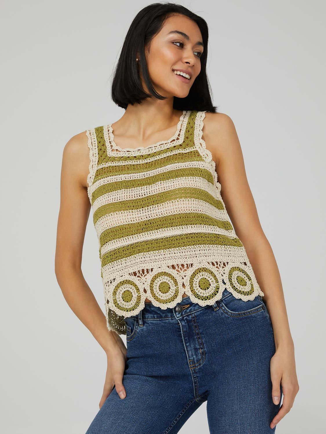 Sleeveless Square Neck Crochet Top sold by Suzy Shier product image thumbnail 3