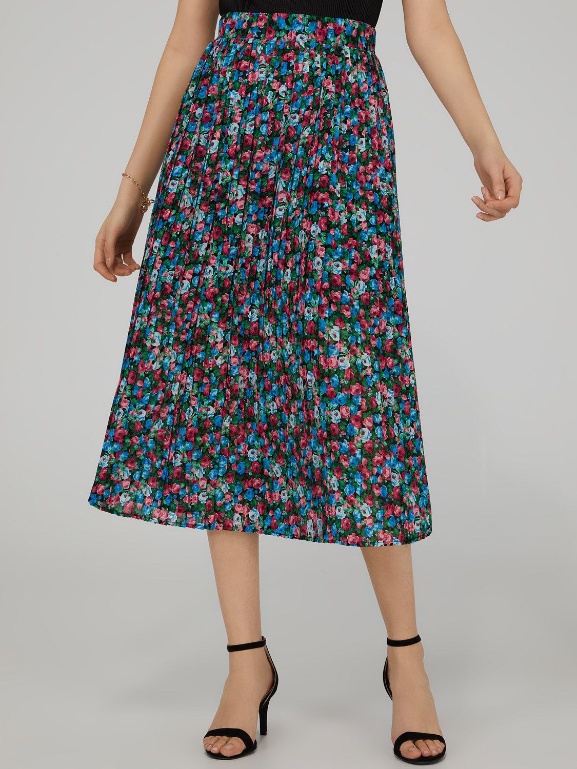 Floral Pleated Midi Skirt sold by Suzy Shier product image thumbnail 2