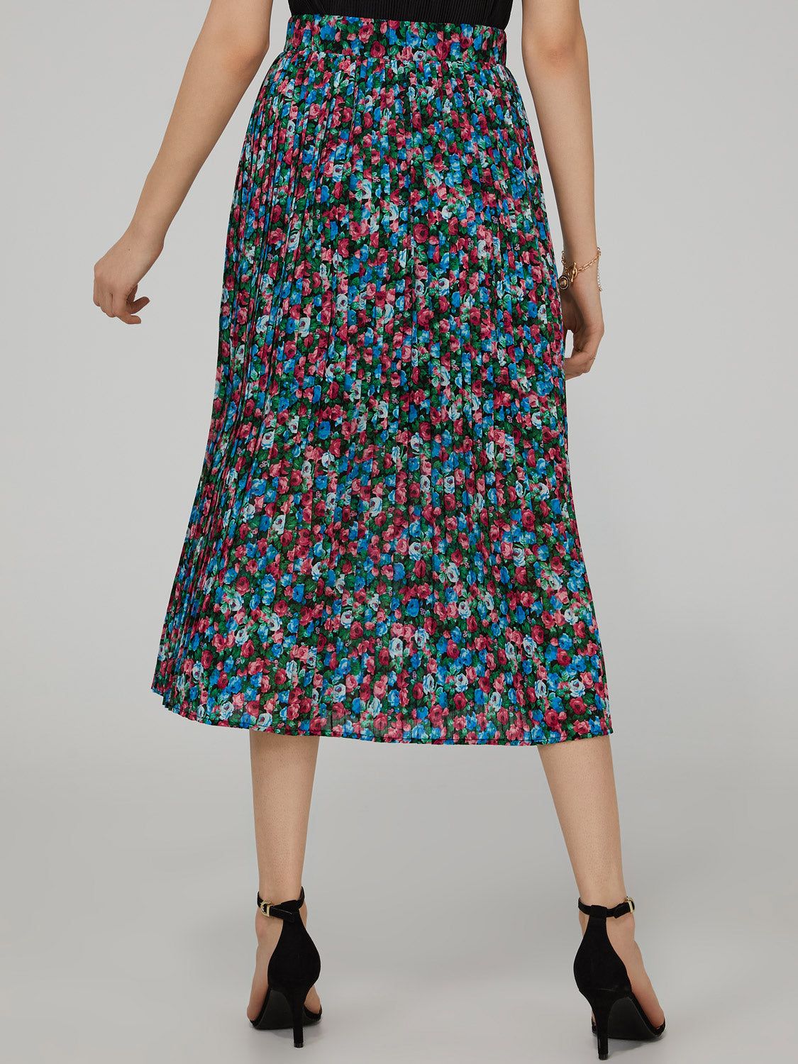 Floral Pleated Midi Skirt sold by Suzy Shier product image thumbnail 4