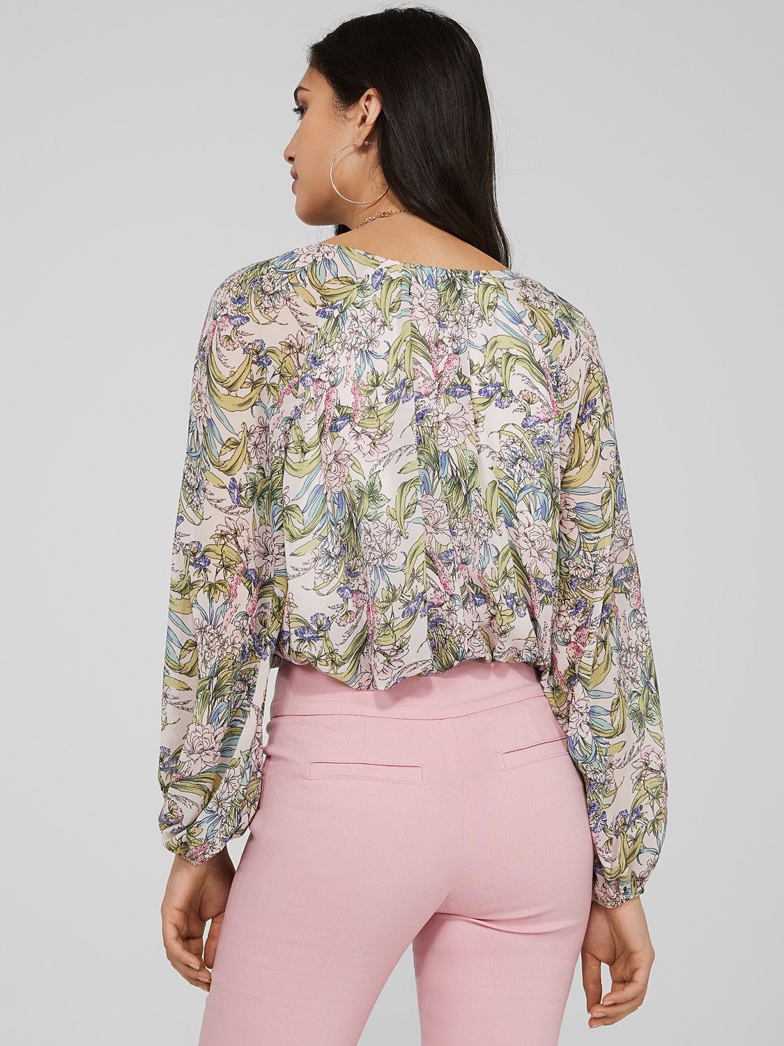 Cropped Printed Chiffon V-Neck Top sold by Suzy Shier product image thumbnail 5